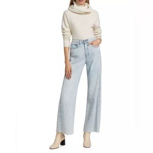 NWT $395 NAADAM 100% Cashmere Ribbed Cowlneck Sweater White Sz XS